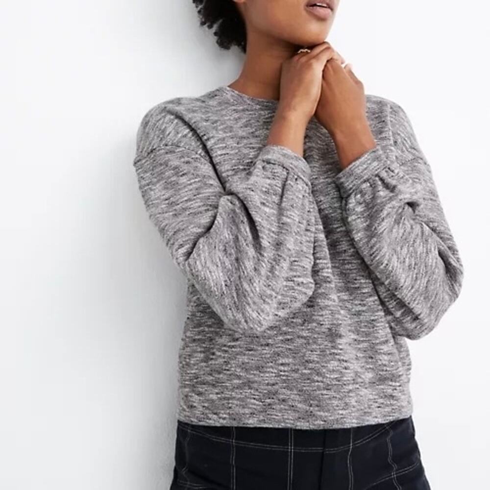 MADEWELL Textured Balloon Sleeve Crewneck Sweatshirt Small S